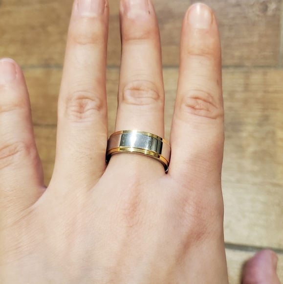 Vintage Stainless Steel Gold & Silver Wedding Band - Picture 8 of 13